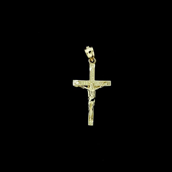 JewelzKing Other - Real 10K Yellow Gold Diamond Cut Cross Pendant